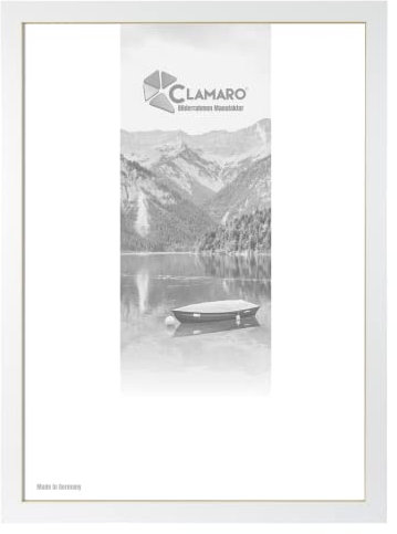 CLAMARO 'Collage' Bilderrahmen 14x23 handgefertigt nach Maß | Weiss Matt | Moderner eckiger MDF Holzbilderrahmen inkl. Acrylglas, Rückwand und Aufhänger (querformat & hochkant)