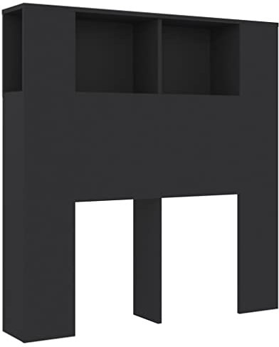 vidaXL Headboard Cabinet Indoor Bookcase Headboard Home Bedroom Cabinet Bed Backboard Furniture Bed Accessory Black 100x18.5x104.5 cm