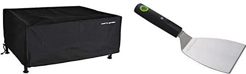 Housse de Protection pour Plancha à Poser/Desserte - Rectangulaire - Dimensions : L 69 cm x P 59 cm x H 21 cm - Cook'in Garden & Spatule INOX Aimantée - pour Barbecue et Plancha - Taille : Courte