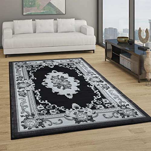 Abaseen 80x320cm Black Gewels Traditional Rug | Classic Oriental Rug with Double Point Effect | Modern Rugs Living Room | Rectangular Soft 10mm Pile Height Living Room Area Rugs Non Shedding