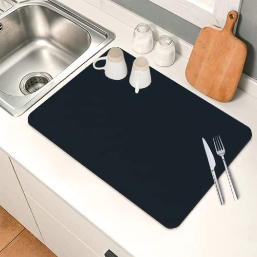 WanderGo Draining Board Mats, 11.8*15.7 Quick Dry Dish Draining Mat, Non-slip Draining Mat Drying Mat for Kitchen Counter(Black-30cm*40cm)