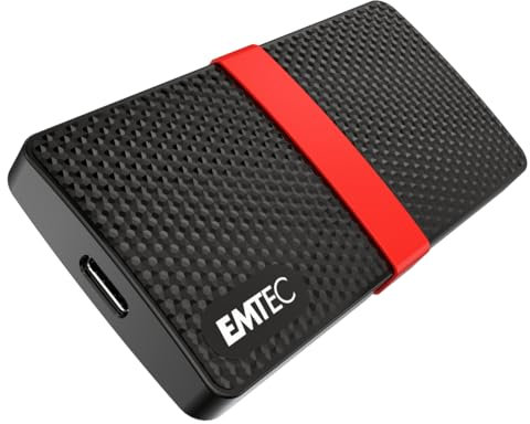 EMTEC - Disque SSD Externe Portable - 3.2 Gen1 - Collection X200 Power Plus - 3D NAND - 2 Tera - Ultra-Performant - Format Poche - Coque Plastique 100% Recyclé