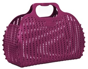 Ay-Kasa Die originale wiederverwendbare Einkaufstasche, faltbare und zusammenklappbare Korbtasche, Jelly Bag geeignet als Einkaufstasche/Strandtasche, wasserfest (S, Purple)
