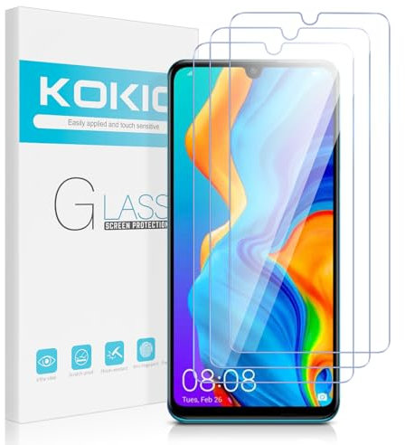 Kokio 3 Stück Schutzfolie Huawei P30 Lite 6.15,9H Härte,0.33mm Ultra-HD Displayschutzfolie,für Huawei P30 Lite,Verschleißfest und Blasenfrei