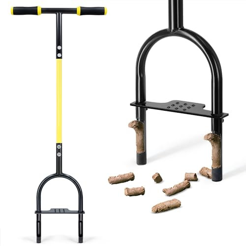 Jardineer Lawn Aerator Coring Tool, Manual Core Aerator Lawn Tool with Non-Clog Slot, Gardening Grass Aeration for Compact Lawn Soil