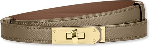 HEVIBK Ledergürtel Damen Gürtel Taillengürtel Damengürtel Leder Jeansgürtel Echtleder 27mm Breit schmaler Gürtel(Braun Grün/Gold)