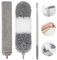 PHOGARY Feather Duster,6 PCS Extendable Bendable Washable Cobweb Duster with Extension Pole Up to 213CM, Grey Long Feather Dust Brush for Cleaning Gap Dust, Ceiling Fan, High Ceiling, Furniture