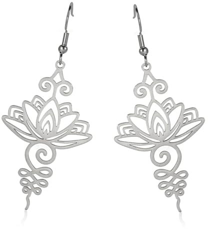 LEEQBCR 1 Paar Frauen Lotus Buddha Ohrringe, Lotus Frauen Yoga Amulett Zahl, Schmuck Edelstahl Lotus Buddha Ohrringe (Silber)