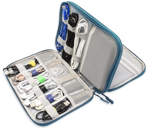 Teskyer Kabeltasche Organizer, wasserdichte, Urlaub Must Haves, Multifunktional Reise Zubehör, Travel Essentials, für Ladegerät, Powerbank, Dunkelgrün