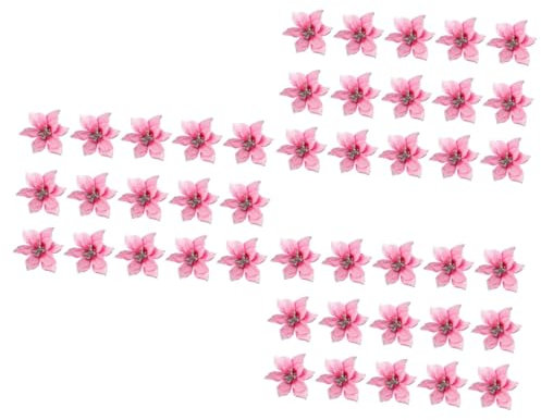TOPBATHY 45 STK Weihnachtsblume Künstliche Pflanzen Christrose Weihnachtsstern Glitzernde Weihnachtssternblume Weihnachtsbaum Blumen Dekorationen Plastik Rosa Goldpulver Künstliche