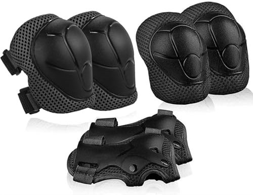Protezione Set per Bambini, 6 in 1 Ginocchiere/ Gomitiere/Tutore Polso Protettivi Kit, Regolabile Attrezzatura Protettiva, Sicurezza Set per Pattini Skateboard, Scooter