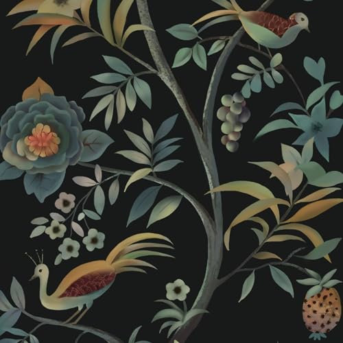 CiCiwind Self Adhesive Wallpaper Floral Contact Paper 41×300cm Black Tree Bird Wallpaper Peel and Stick Vinyl Wallpaper Waterproof Sticky Back Plastic Living Room Bedroom Wall Furniture