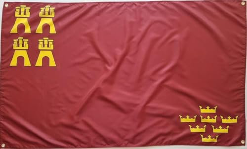 Bandera de Murcia, reforzada con 4 ojales, 150 cm x 90 cm (Murcia) Ideal Balcones MateyCo