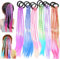 Dtoterul 12 Stück Bunte Haarsträhnen für Kinder Mädchen, Haare Zum Einflechten, Haarteil Geflochten, Mit Haargummi, Für Party Festival Haare Deko Geschenke
