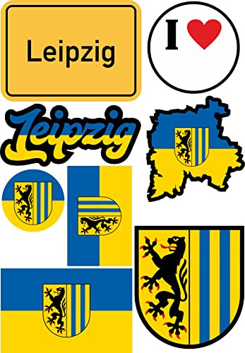 Daged Leipzig Aufkleber Karte 8 Stück - PKW Auto Motorrad Biker Flagge Fahne Vinyl ST