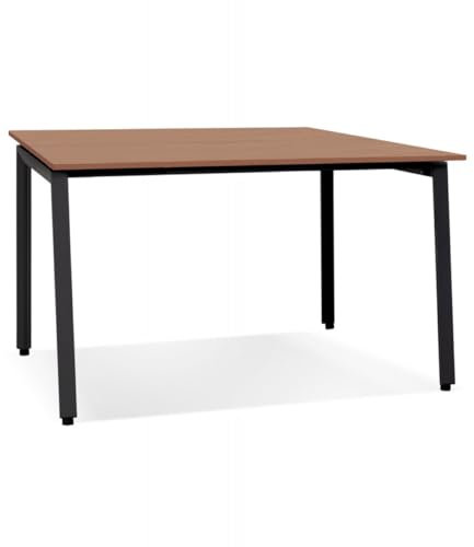 Besprechungstisch Amadeus Square Holz Walnuss Metall | Konferenztisch für Meetings Bürogespräche | Büromöbel mit schwarzem Metallgestell | Modern Elegant | 160x160x74,5 cm | Amadeus Kollektion