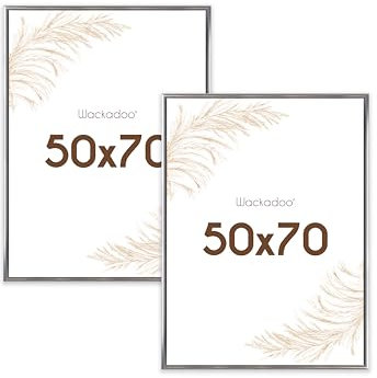 Wackadoo Bilderrahmen 50x70 Silber 2er Set Fotowand Fotorahmen mit Glasscheibe Kunststoff Picture frame Posterrahmen