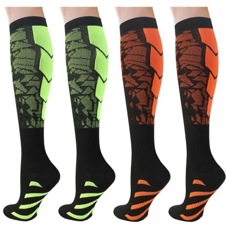 2 paires Chaussettes de Compression Unisexe,chaussettes de compression,Compression Socks pour Running,Bas de Contention Femme et Homme,Bas de Contention,Pour la course à pied,le fitness,l'escalade,etc