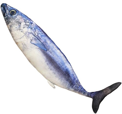 AQCQDQ Fisch Kuscheltier Weiches Fischkissen 3D Simulation tropisches Fischkissen Niedlich Stofftier Plüschtier Dekokissen Kuscheltier Spielzeug Kinder (40cm,Thunfisch)