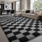 Sour Lemon Teppiche für Wohnzimmer 240x300cm,Schwarz-Grau Karo-Teppich für Schlafzimmer,waschbarer,Rutschfester,extragroßer Flauschiger Shaggy-Teppich für Kinderzimmer,Wohnheim