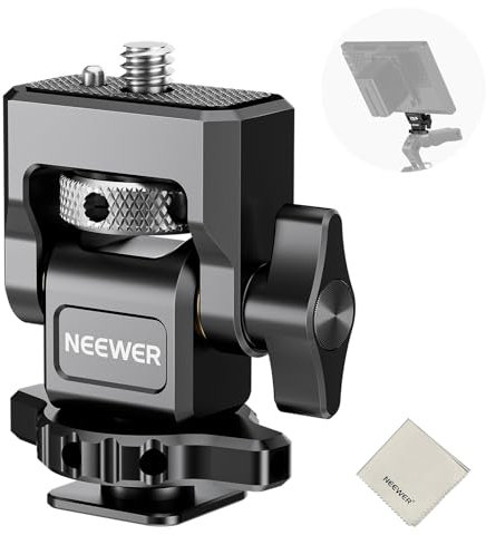 NEEWER Supporto Monitor Fotocamera con Cold Shoe Vite Antitorsione 1/4 Compatibile con Atomos Ninja V, Monitor da Campo da 5 e 7, Rotazione 360° Inclinazione 180° con Smorzamento Regolabile, MA006