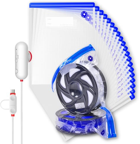 Vacbird Vakuum-Filament-Kit (30 × 34 cm) mit USB-Pumpe & 20 Beuteln – Wiederverwendbar | Staub- & Feuchtigkeitsschutz | Versiegelt alle Filament-Spulen (PLA/ABS/TPU)