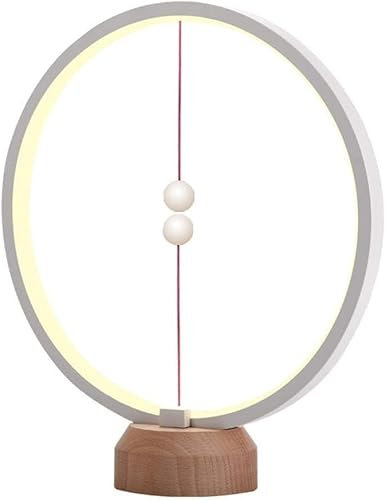 Kreisring Heng Balance Lampe - LED-Lampe mit Magnetschalter in der Luft, Tischlampe, Rutschfester Lampensockel aus natürlichem Massivholz (Upgrade-Erw