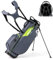 COSTWAY Golf Stand Bag, Lightweight Golf Club Bags with 8 Way Dividers, 5 Zippered Pockets, Adjustable Dual Strap, Rain Hood and Umbrella Holder, Golf Club Carry Bag for Women & Men (Grey)
