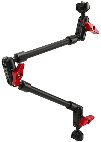 Zerodis Adjustable Articulating Arm,22 Inch 1/4in Screw Double Ballhead Articulating Arm Adjustable Extension Rod Phone Mount Overhead Camera Boom Arm for Webcam Mic Video Rig