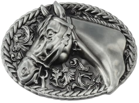 Fachoice Ovale Gürtelschnalle Pferdekopf für Männer Gürtelschnalle Pferdekranz Cowboy Schmuck Stammespferdekrieger Tier fur Herren