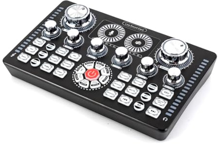 Flaroey Udio Mixer USB External Sound Card of Headset Live Broadcast Sound Card for Mobile Phone Computer 48V Audio Mixer