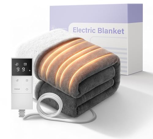 Heated Blanket to Share the Warmth, Your All-Night Safe Electric Throw 160x120cm for Sofa, 9 Heat Settings with Fast Heating, 1-9H Auto-Off, 200GSM Plush Dual-Side Fleece & Sherpa, Machine Washable