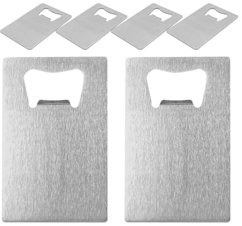 JHKNNK 6 piezas Abrebotellas de Acero Inoxidable Forma de Tarjeta de Delgado y Portátil Destapador para Cerveza para Bares Restaurantes y Eventos al Aire