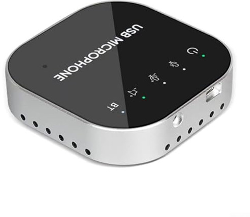 Microphone USB de bureau avec haut-parleur intégré, contrôle du volume sur panneau tactile, réception du son omnidirectionnelle, surveillance en temps réel, compatible Wi-Fi