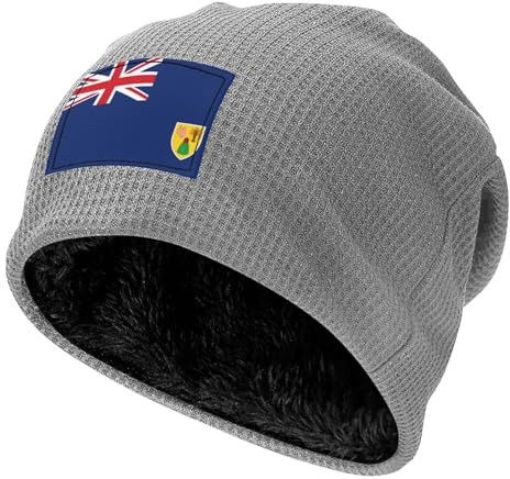 XZDZWK Hellgraue Waffelstrick-Pullover-Mütze – Teil Flagge der Turks- und Caicosinseln, bedruckt, weich, Outdoor-Sport, Unisex, warm, Slouchy Cap, hellgrau, Einheitsgröße