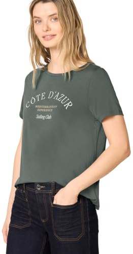 Street One T-Shirt mit Rundhals und Wording Cilantro Green 44