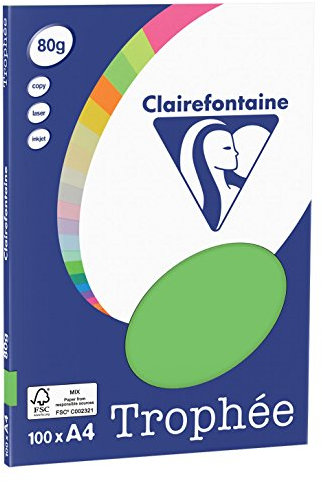 Clairefontaine 4115C - Ries Druckerpapier / Kopierpapier Clairalfa PPP, DIN A4, 80g, 100 Blatt, Maigrün, 1 Ries