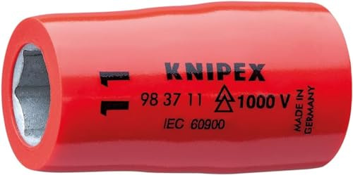 KNIPEX Steckschlüsseleinsatz, 98 37 11 | Geeignet für Sechskantschrauben mit Innenvierkant 3/8 43 mm