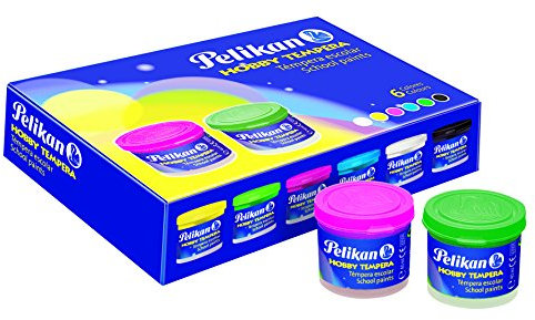 Pelikan, Set de 6 Témperas Escolares de 40 ml Lavables, Resistentes a la Luz, Incluye Pincel
