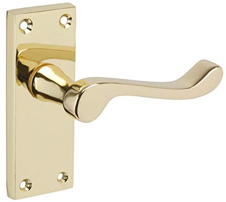 Traditional Brass Door Handles with Victorian Scroll Levers on Backplate H751011PB