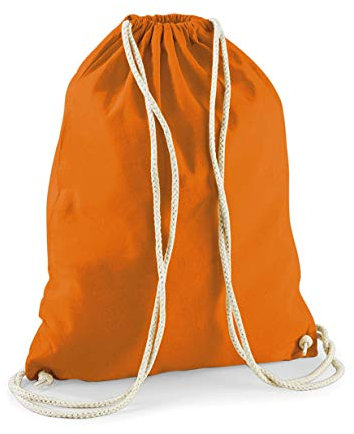 Turnbeutel unbedruckt aus Baumwolle 12 Farben verfügbar Sportbeutel (orange)