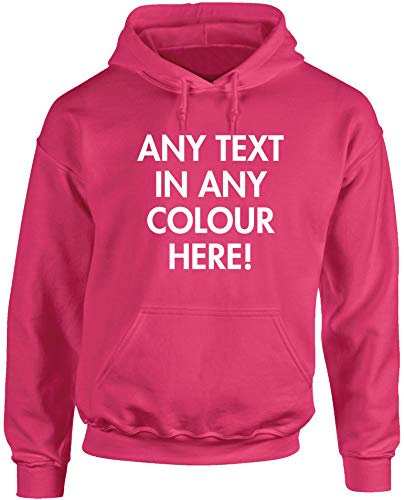 Hippowarehouse Personalised Unisex Hoodie Hooded top (Specific Size Guide in Description) Fuchsia Pink