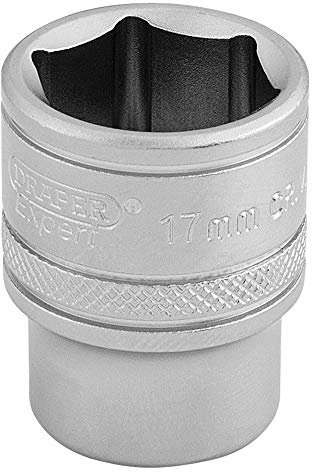 Draper 16543 3/8-Inch Square Drive 6 Point Metric Socket, 17mm Size, Blue