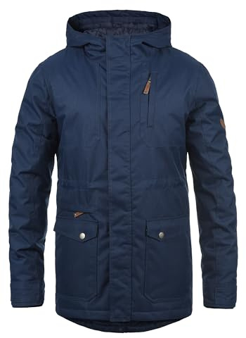 !Solid SDBello Herren Winterparka Parka Winterjacke mit Fellkapuze und Teddy-Futter Regular Fit, Farbe: Insignia Blue (1991), Größe: M