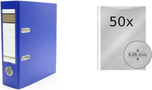 Ordner / DIN A5 / 75mm / Farbe: blau + 50 Prospekthüllen