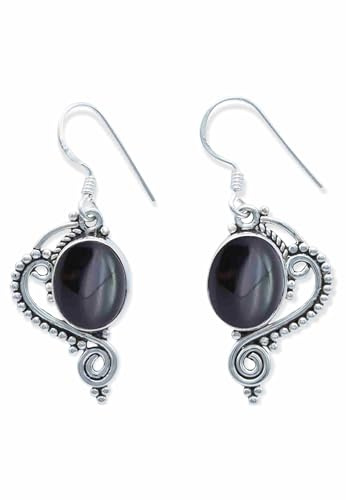 Edelstein Ohrringe Damen 925 Silber | echtes Silber, verschiedene echte Steine zur Auswahl, handarbeit aus Indien, im Geschenkbeutel