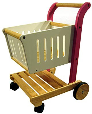 pinker Einkaufswagen aus Holz für den Kaufmannsladen
