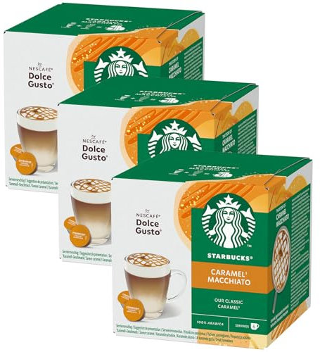 Starbucks Nescafé Dolce Gusto Caramel Macchiato - Juego de 3 Tazas de café con Caramelo, 3 x 12 cápsulas