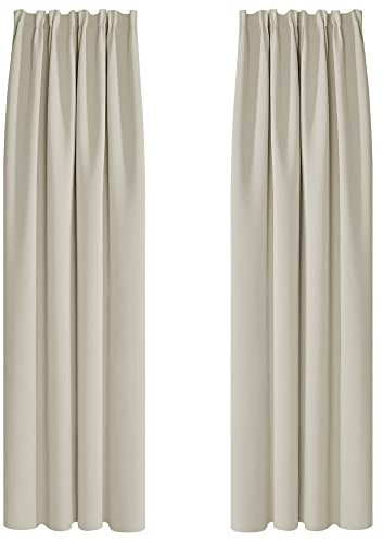 Deconovo Tende Camera da Letto Oscuranti 2 Pezzi, Tende Moderne per Soggiorno Interni, 140x220 CM (Larghezza x Altezza), Beige Chiaro