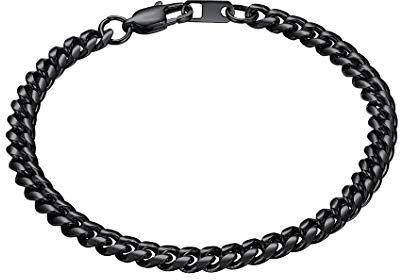 Richsteel Bracciale da Uomo in Acciaio Inossidabile Bracciale a Maglia Figaro/Cubano/Corda 19/21 cm Placcato Oro/Nero/Acciaio Gioielli Punk Hip Hop Punk per Uomo Ragazzo (Confezione Regalo)